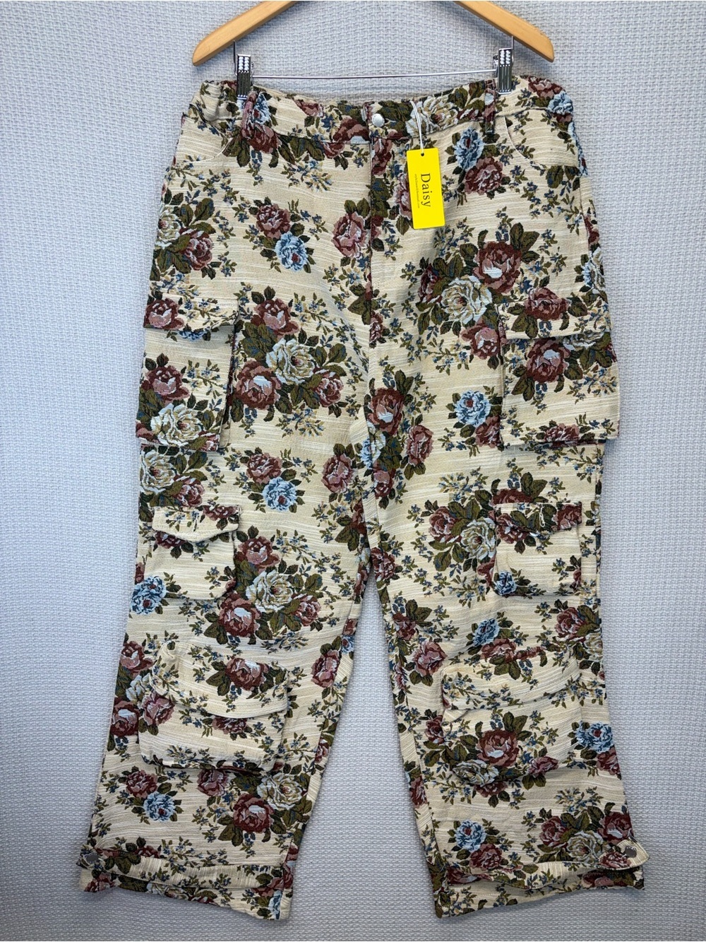 NWT Daisy Tapestry Women’s Wide Leg Pants 2X Floral Cargo Boho Baggy Festival
